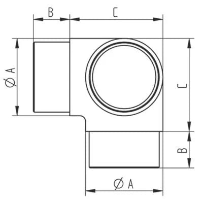 Eckverbinder mit Abgang | Edelstahl V2A geschliffen