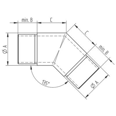 Eckbogen 135° | Edelstahl V2A geschliffen