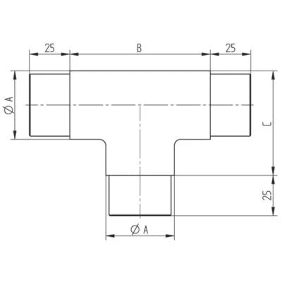 T-Stück 90° | Edelstahl V2A geschliffen