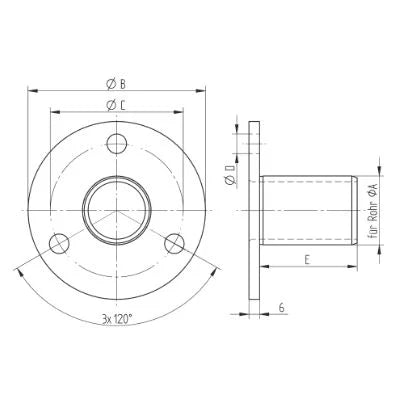 Einpressflansch | Edelstahl V2A geschliffen